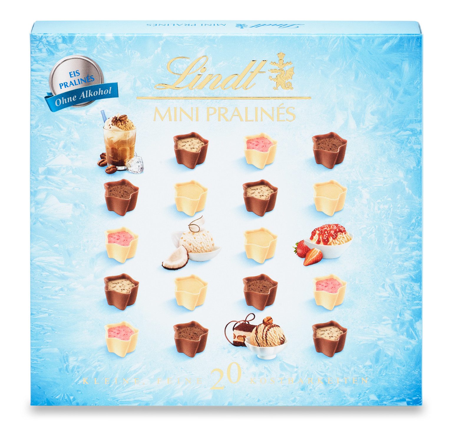 LINDT Schokolade Mini Eis Pralinés Schachtel Sommer Schokolade Pralinen Geschenk, 1 x 90 g, 1 St.