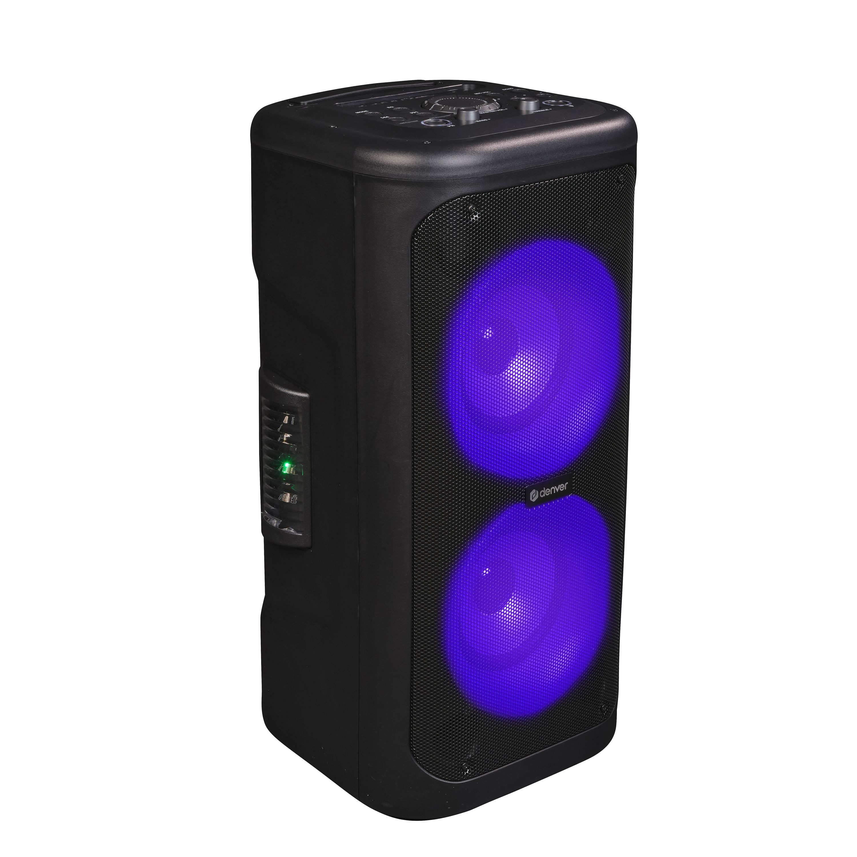 Denver TSP-353 Portable-Lautsprecher (Bluetooth, 400 W, Trolley-Design mit Rollen, Karaoke mit Mikro, TWS, Bass-/Höhenregler)