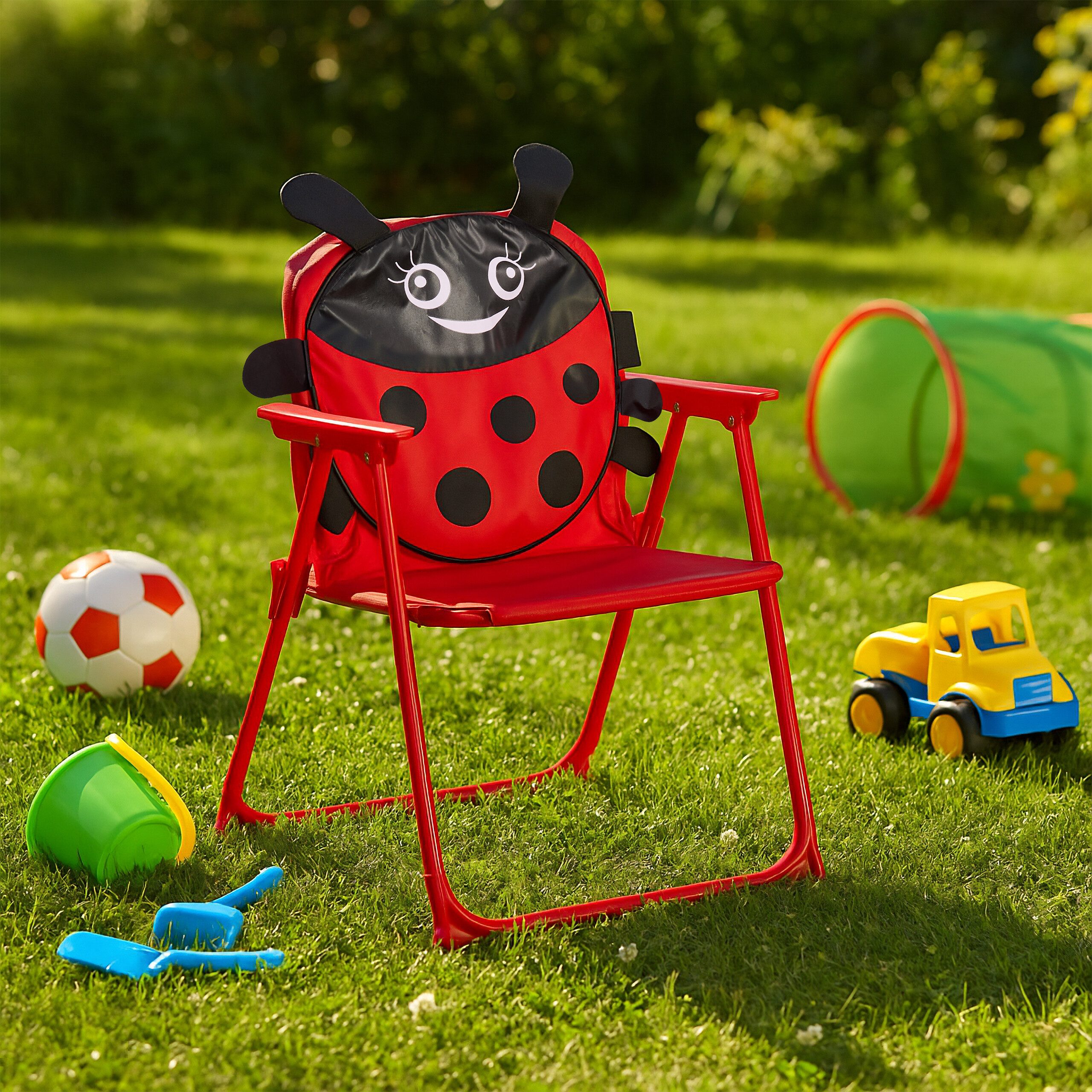 relaxdays Campingstuhl Kinder Klappstuhl mit Motiv (1 St), Marienkäfer