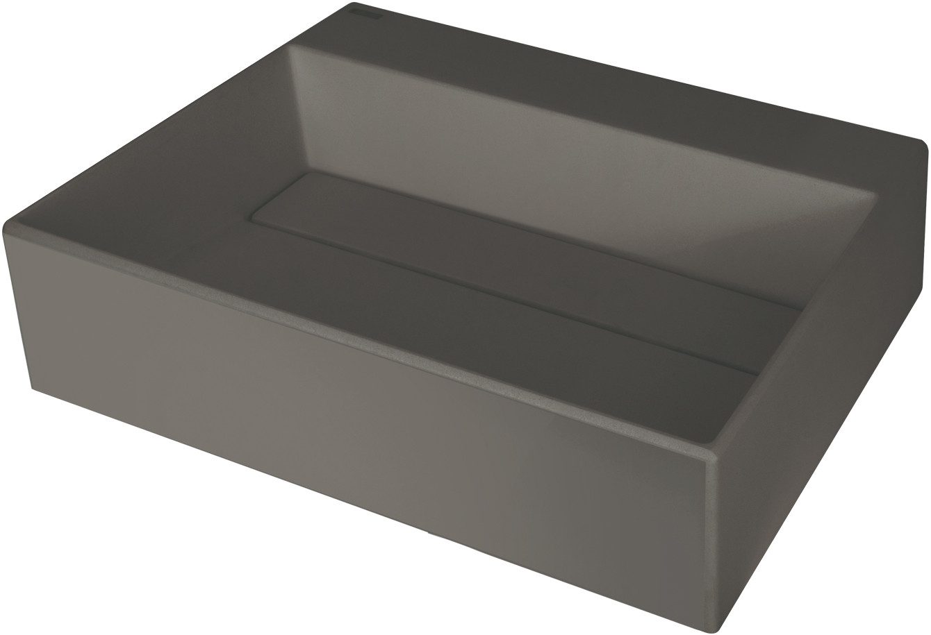 Deante Waschbecken Aufsatzwaschbecken Anthrazit eckig Granitoptik ohne Überlauf (Komplett-Set)