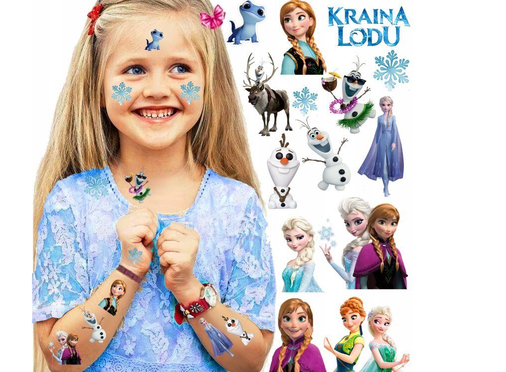 Festivalartikel Kindertattoo Frozen Kindertattoos Abwaschbar Party Geburtstag Tattoos, 15-tlg.