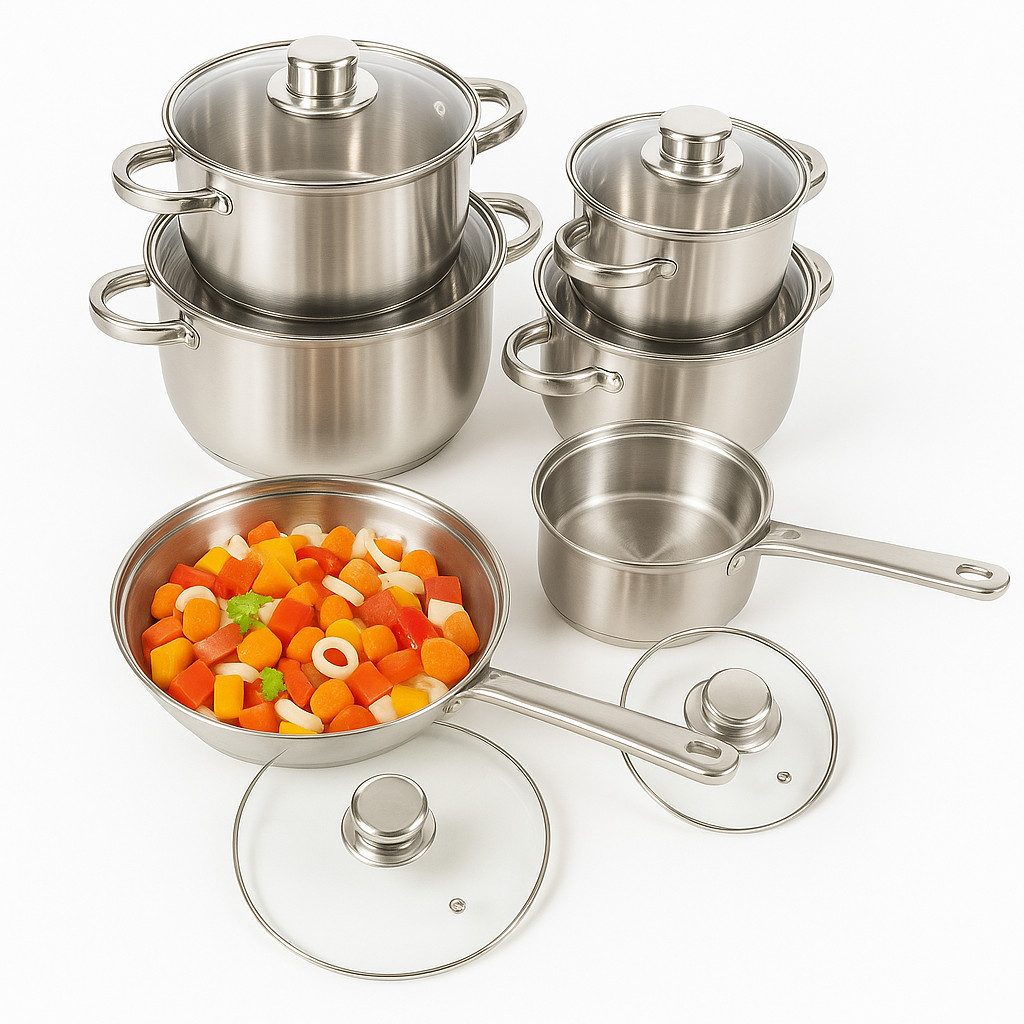 Topf-Set Edelstahl Topfset 12-teilig – Für alle Herdarten inkl. Induktion