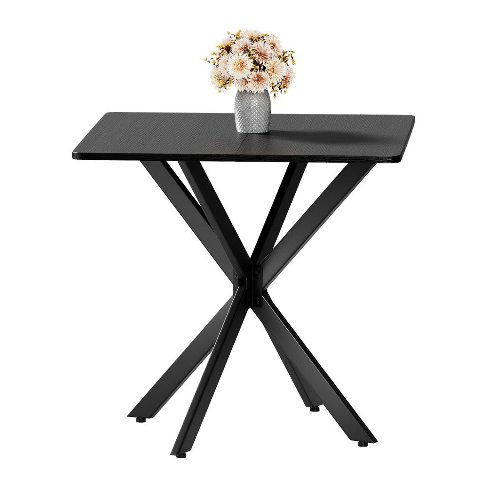 BBWL Tabletttisch Industrie 80x80 cm quadratisch X-Gestell Holzoptik Tischplatte Metall, stabil modern Couchtisch Schreibtisch Wohn Büro