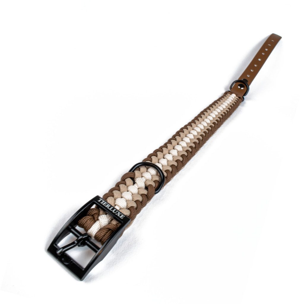 Tierluxe Hunde-Halsband Foxy, Paracord, Biothane, Metall, Handgemacht