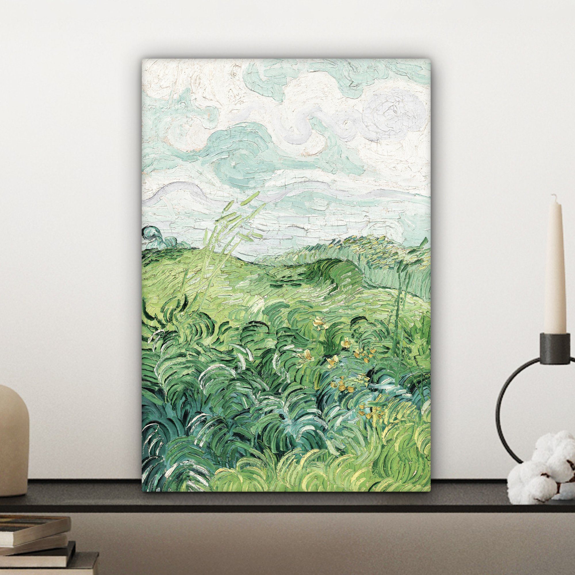 Alte Van Gemälde, Gemälde Kunst - Mais, (1 Feld - inkl. St), bespannt 20x30 mit cm Leinwandbild - OneMillionCanvasses® Gogh Zackenaufhänger, Meister fertig grünem