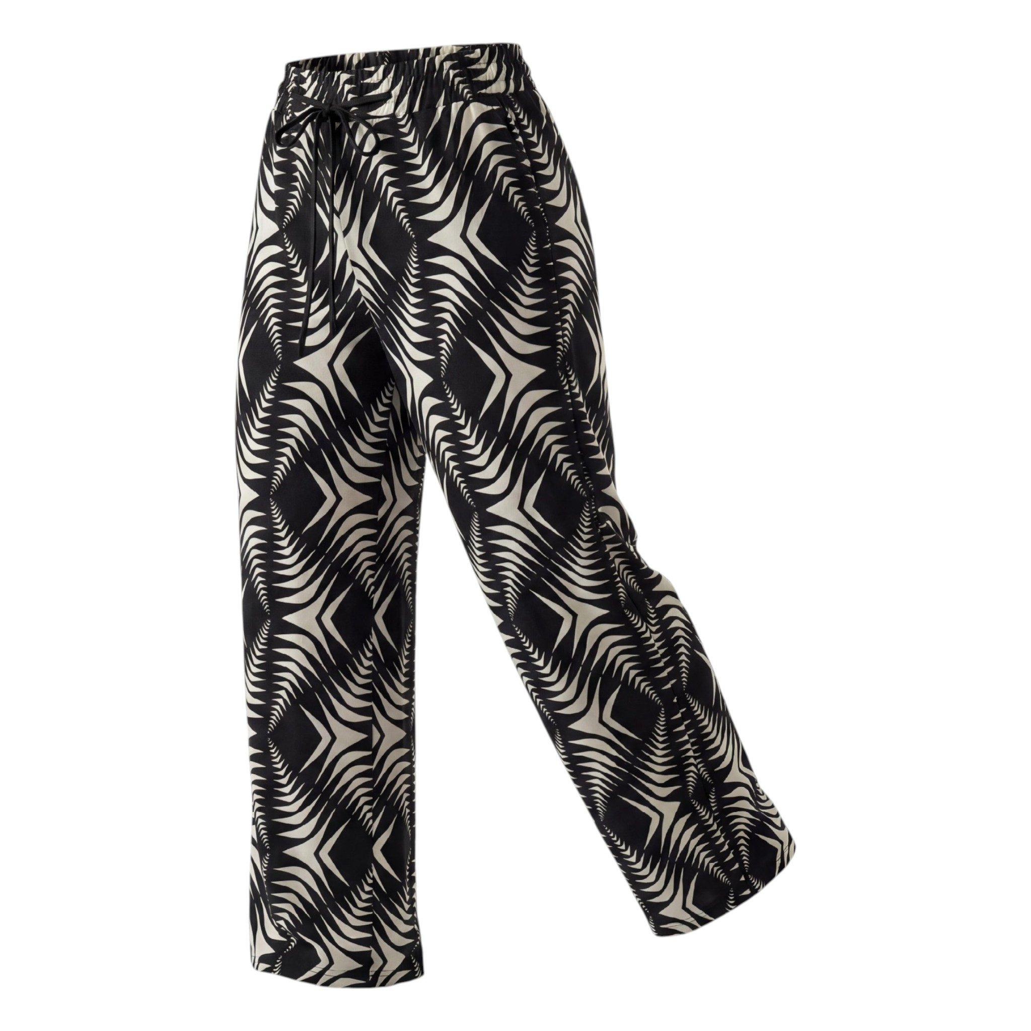 OriginalYou Palazzohose Sommerhose Damen Freizeithose Schwarz Weiß Schlupfhose Straight Leg One Size 36-44 passend für (36-40 relaxed, 40-44 regular)
