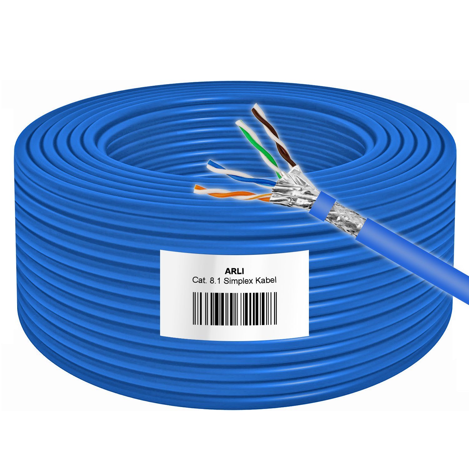 ARLI Cat8 Verlegekabel 50m Cat 8.1 S/FTP LSZH Halogenfrei Netzwerkkabel Installationskabel, (5000 cm), Kupfergeflecht, verzinnt