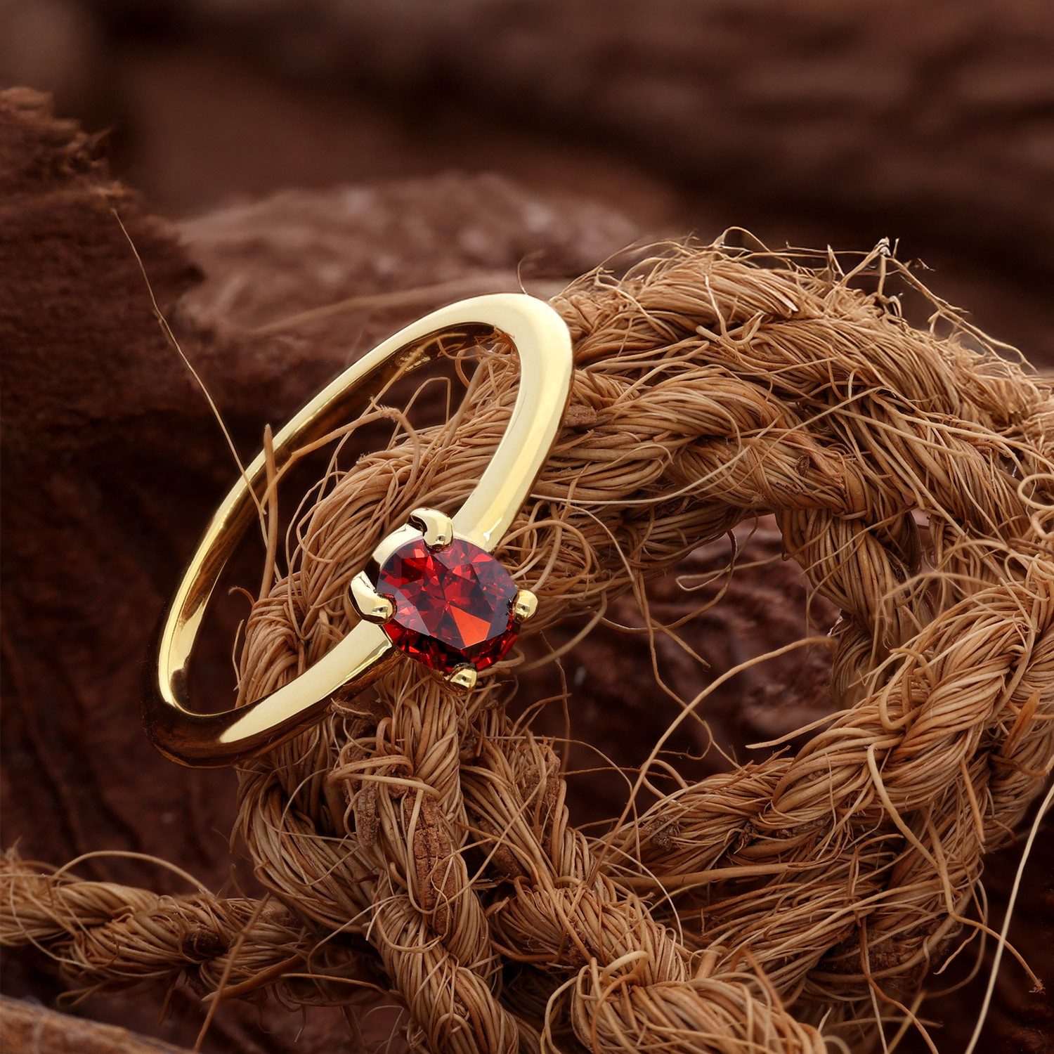 Acalee Goldring Damen333 Gold (8k) Ovaler Zirkonia Granatrot günstig online kaufen