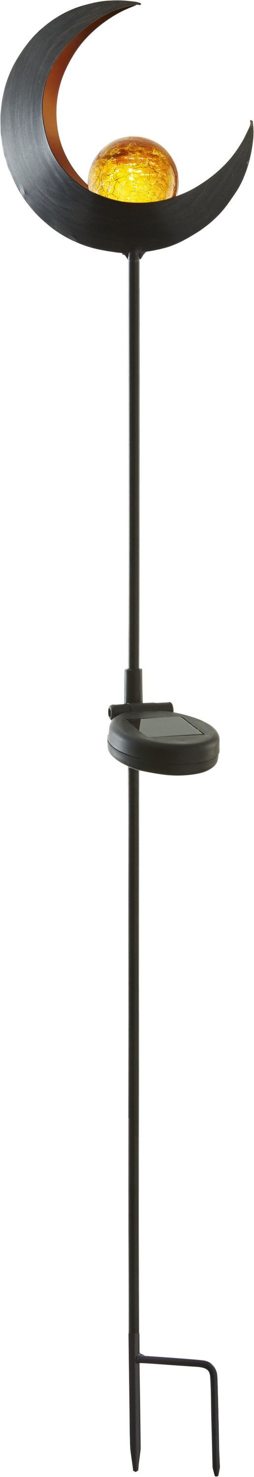 STAR TRADING LED Solarleuchte Melilla, Solar-Gartenstecker,Melilla', Mond, bernsteinfarbene Kugel mit Licht