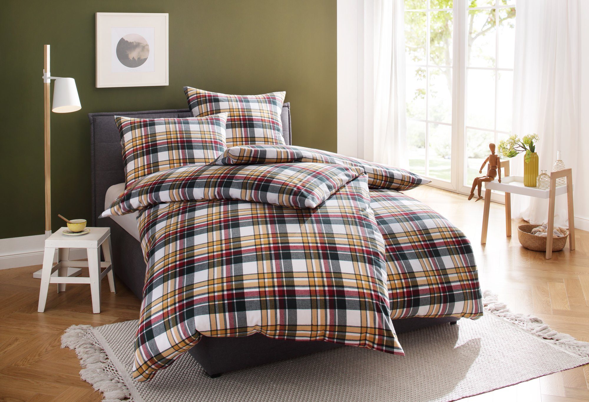 BETTWAESCHE-MIT-STIL Bettwäsche Karo Feinflanell Bettwäsche Livigno, Feinfl günstig online kaufen