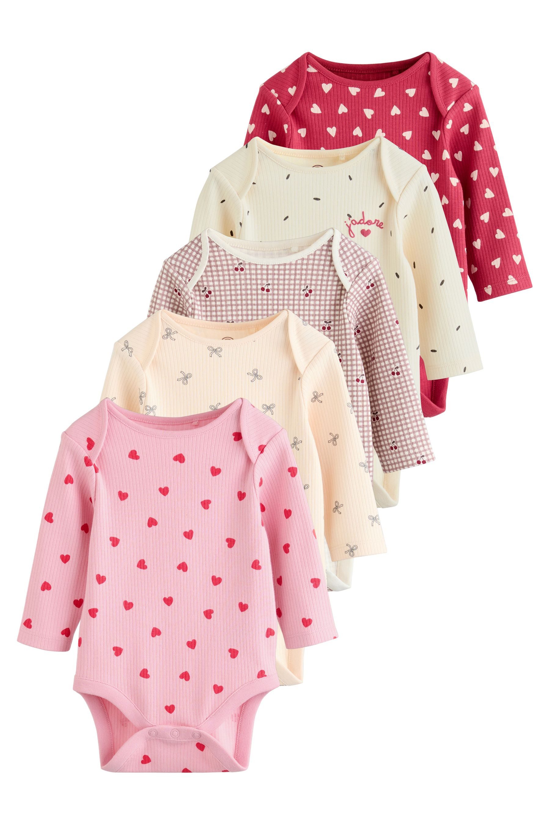 Langarmbody Langärmelige Strampelanzüge, 5er-Pack