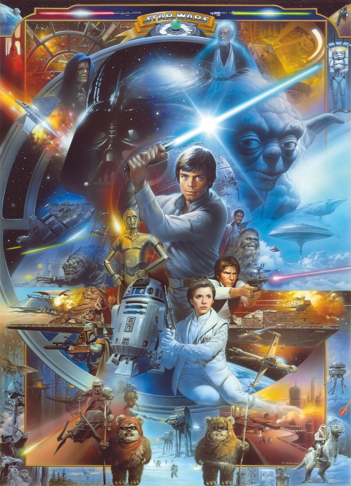 Komar Fototapete STAR WARS Luke Skywalker Collage - Größe 184 x 254 cm, glatt, bedruckt, Kinderzimmer