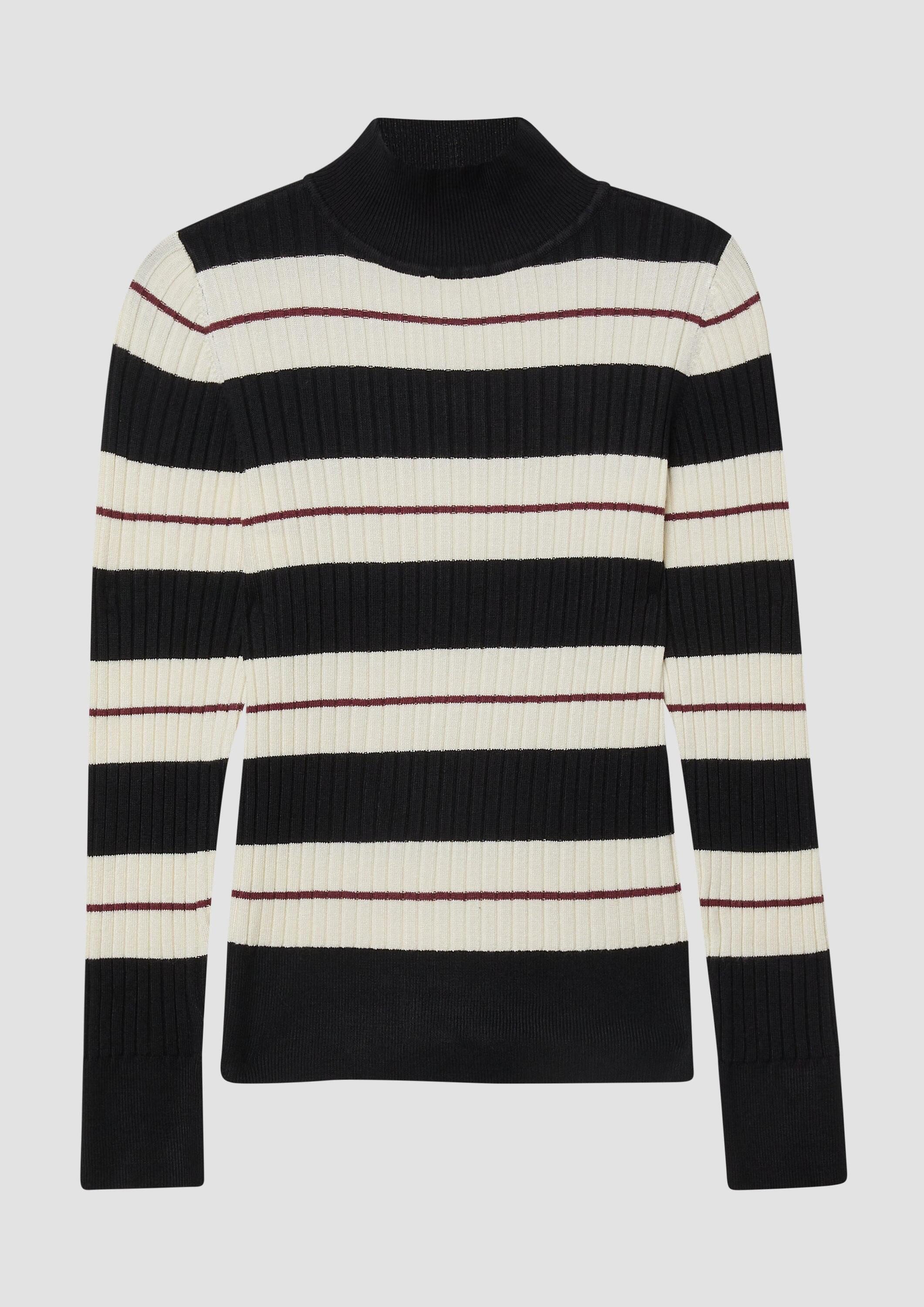 s.Oliver Longpullover Strickpullover Ripppullover im Slim Fit mit Stehkragen