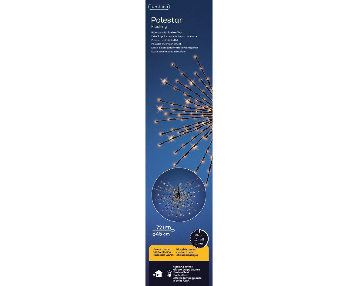 Lumineo LED Stern LED Polarstern flash-effekt Outdoordia45cm72Lschwarz/klassisch warm