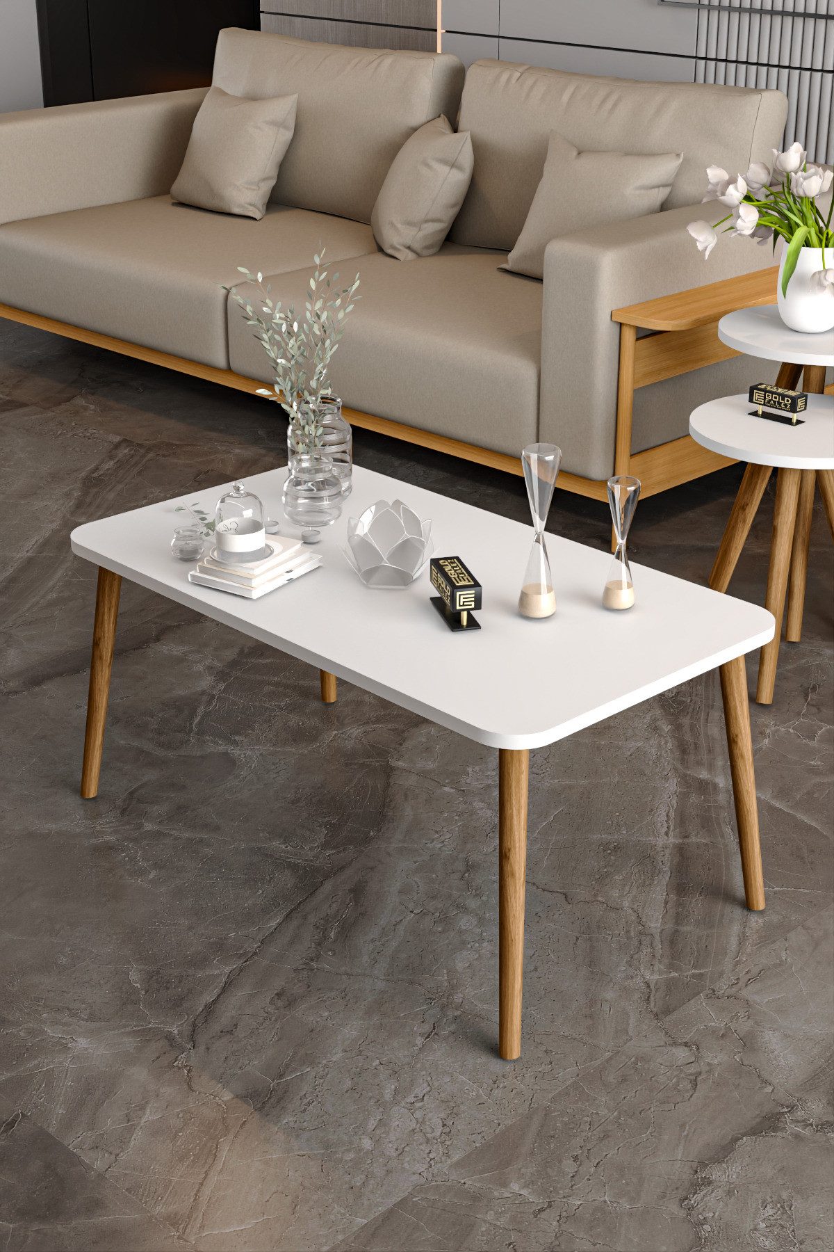 en.casa Couchtisch, Massive Holzbeine, pflegeleichte Tischplatte 89322068 günstig online kaufen