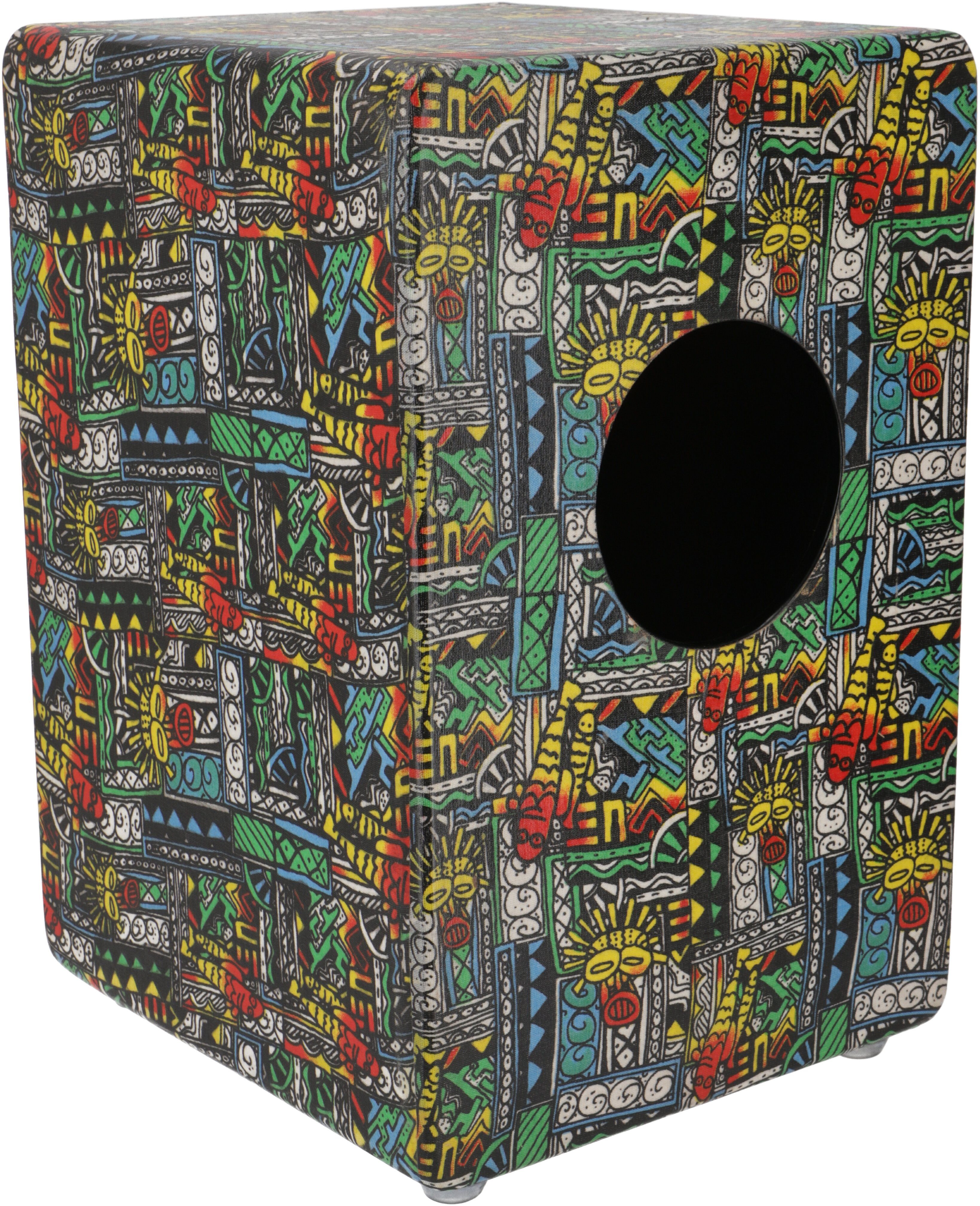 Spielzeug-Musikinstrument Farbige Cajon in Kindergröße, Holztrommel..