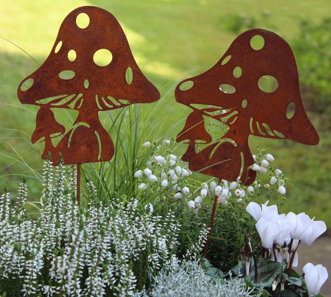 LB H&F Lilienburg Gartenstecker 2er SET Gartenstecker Pilze XL Dekostecker günstig online kaufen