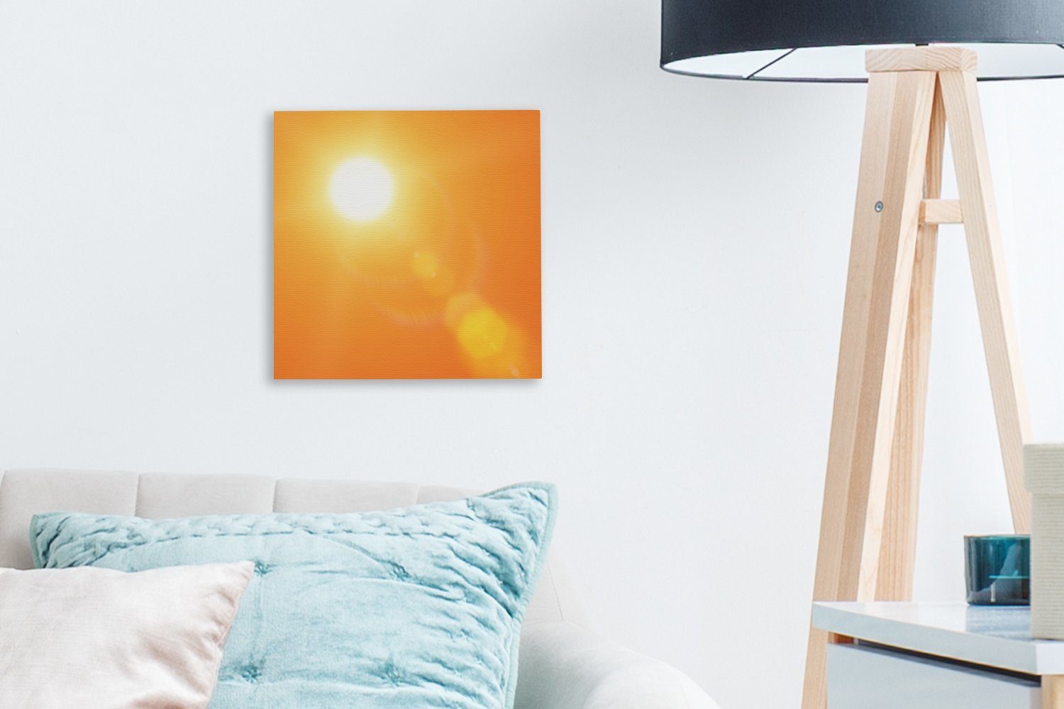 OneMillionCanvasses® Leinwandbild Orangefarbenes Glühen der Sonne, Fotodruck (1 St), Wandbild, Deko Schlafzimmer Wohnzimmer Flur 20x20 cm – Bild 3 von 5