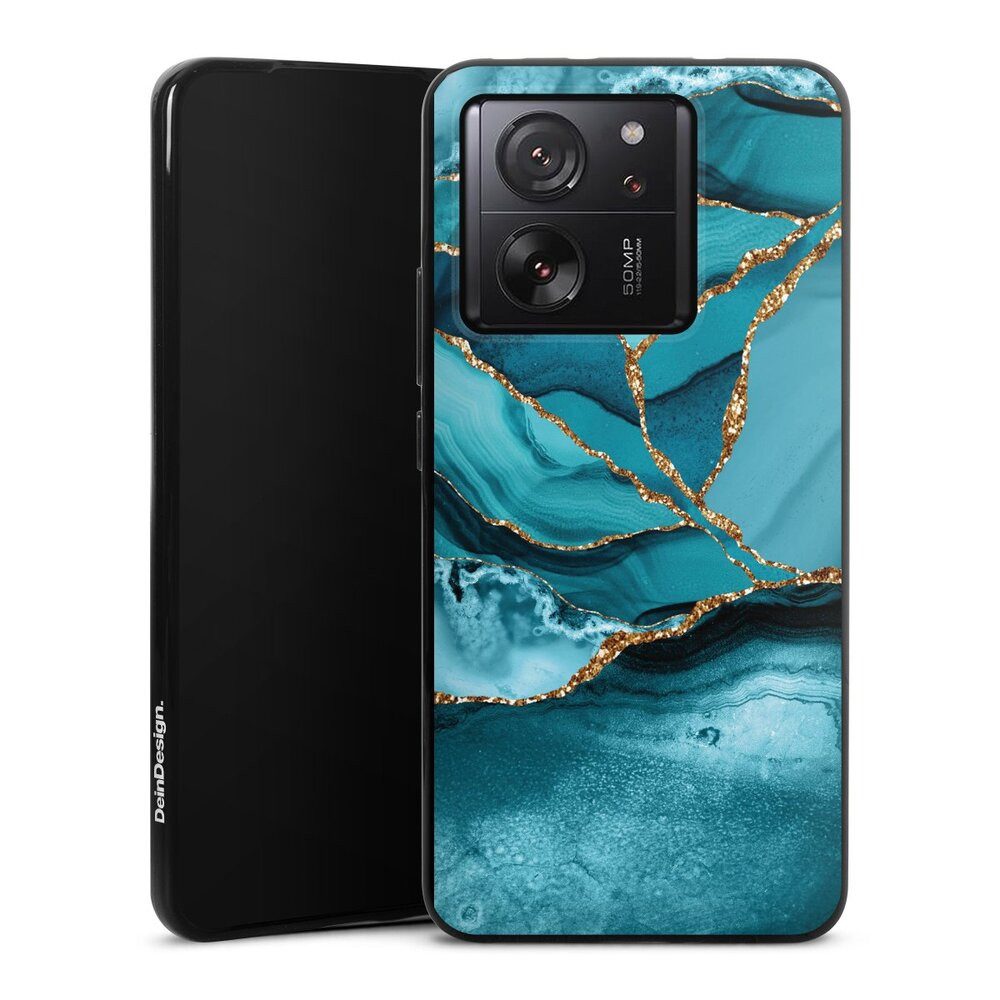 DeinDesign Handyhülle Edelstein Glitzer Look Marmor Eisblaue Marmor Landschaft, Xiaomi 13T Pro Silikon Hülle Bumper Case Handy Schutzhülle
