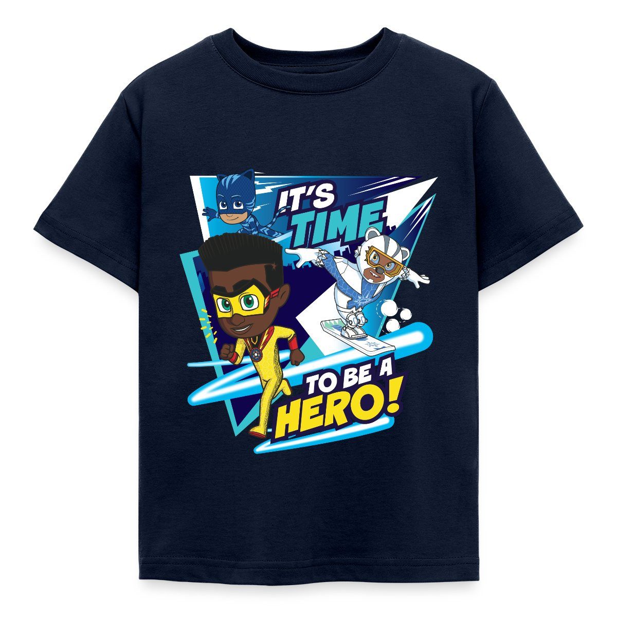 Spreadshirt T-Shirt PJ Masks It's Time To Be A Hero Mit Newton Star Kinder T-Shirt (1-tlg)