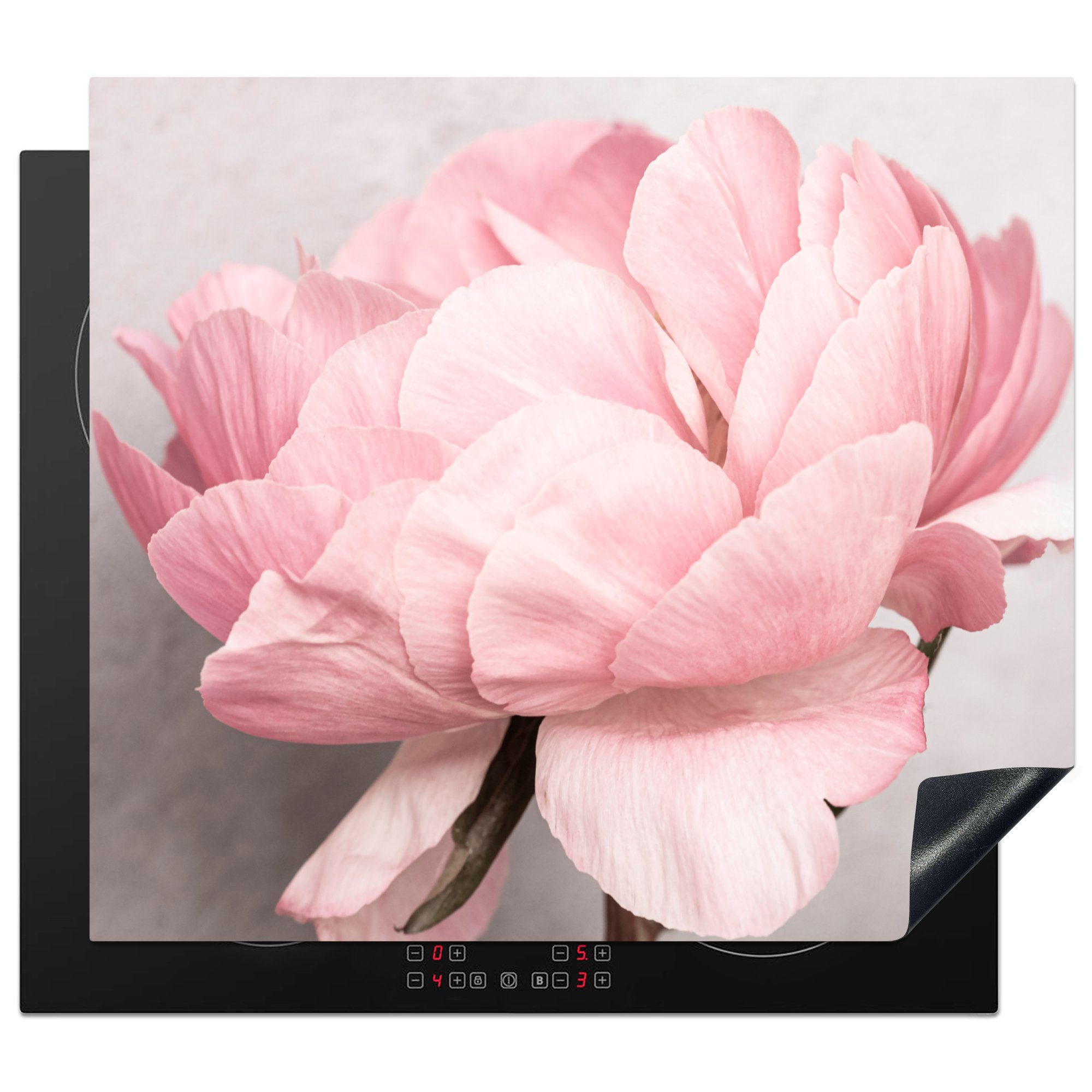 MuchoWow Herdblende-/Abdeckplatte Blumen - Rosa - Natur - Pflanze, Vinyl, (1 tlg), 60x52 cm, Mobile Arbeitsfläche nutzbar, Ceranfeldabdeckung