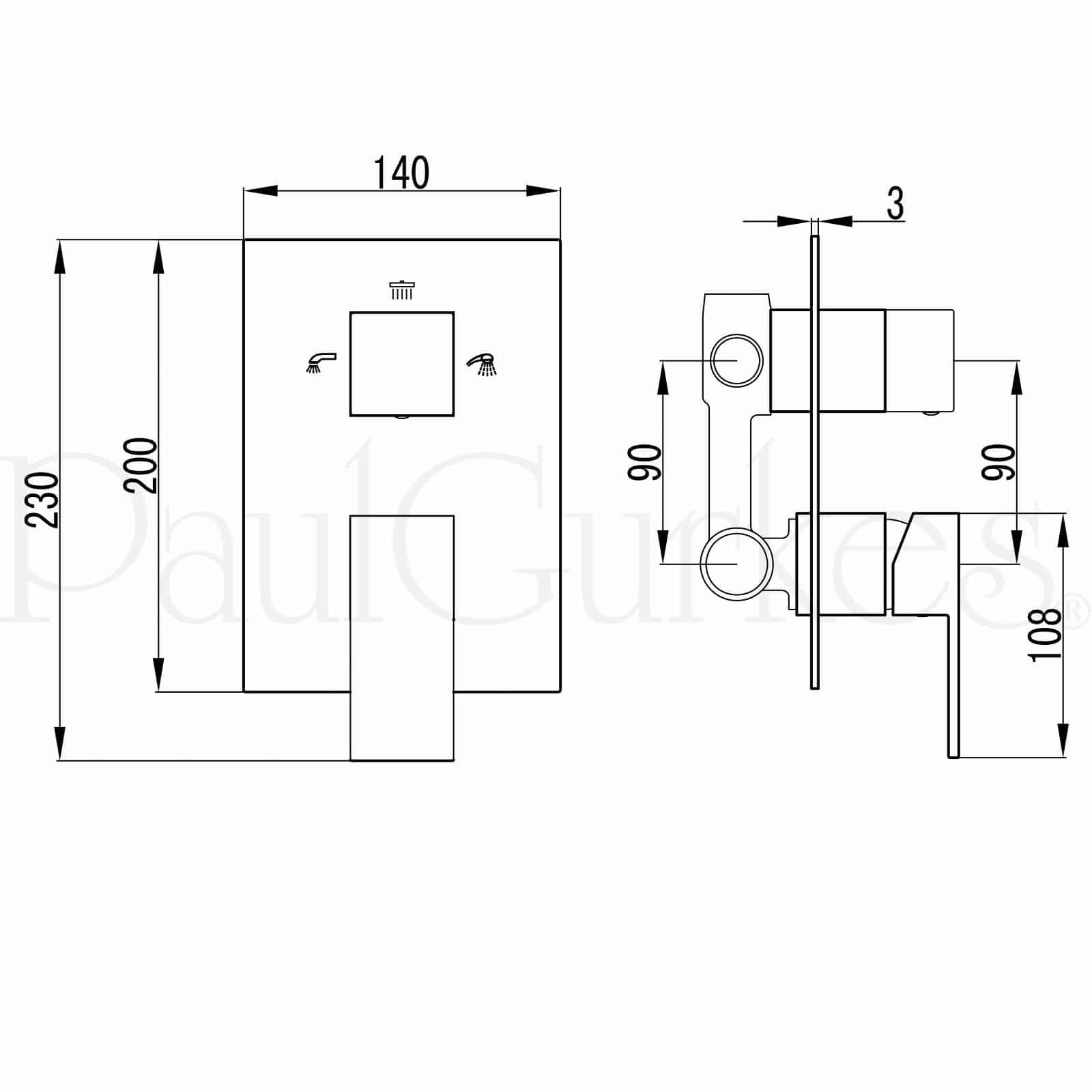PaulGurkes Duscharmatur PGSetVM24051c8w8M13289Q1483