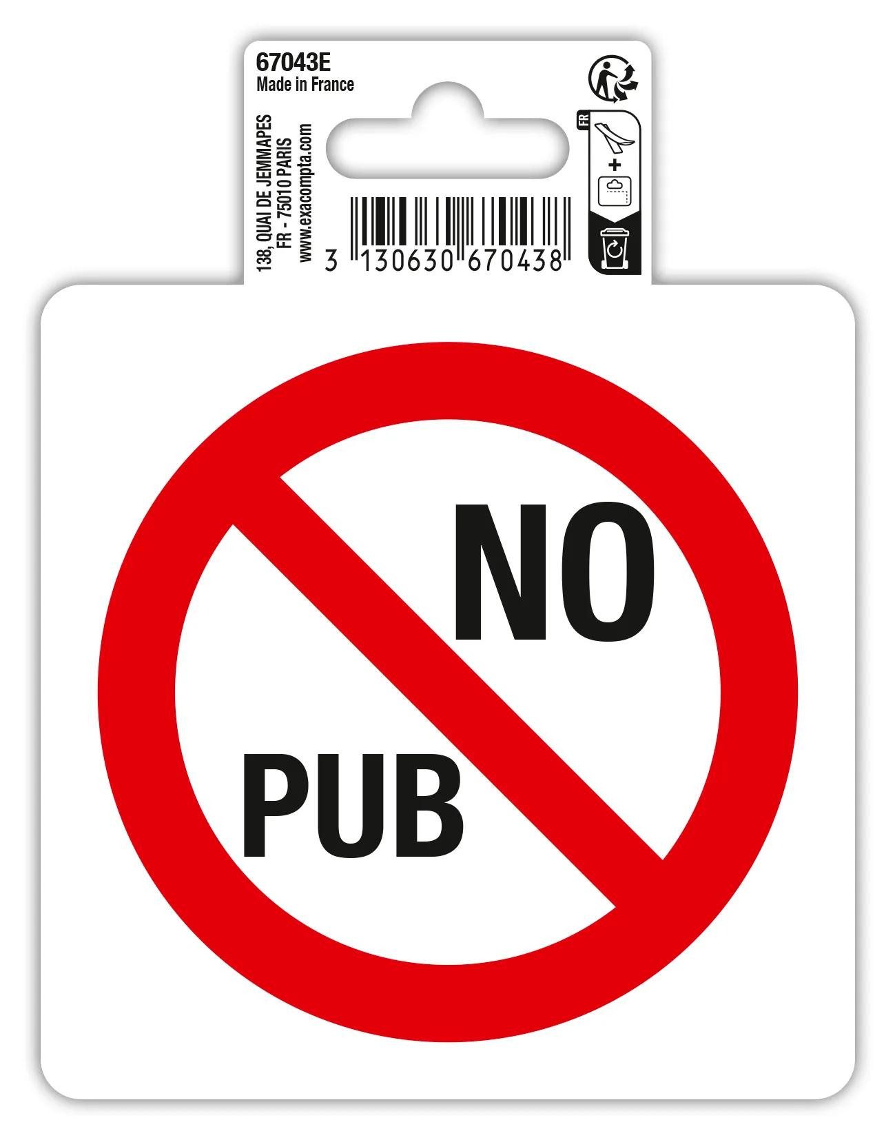 EXACOMPTA Warnschild Hinweisschild Keine Werbung, 10x10 cm, PVC - Rot - 67043E