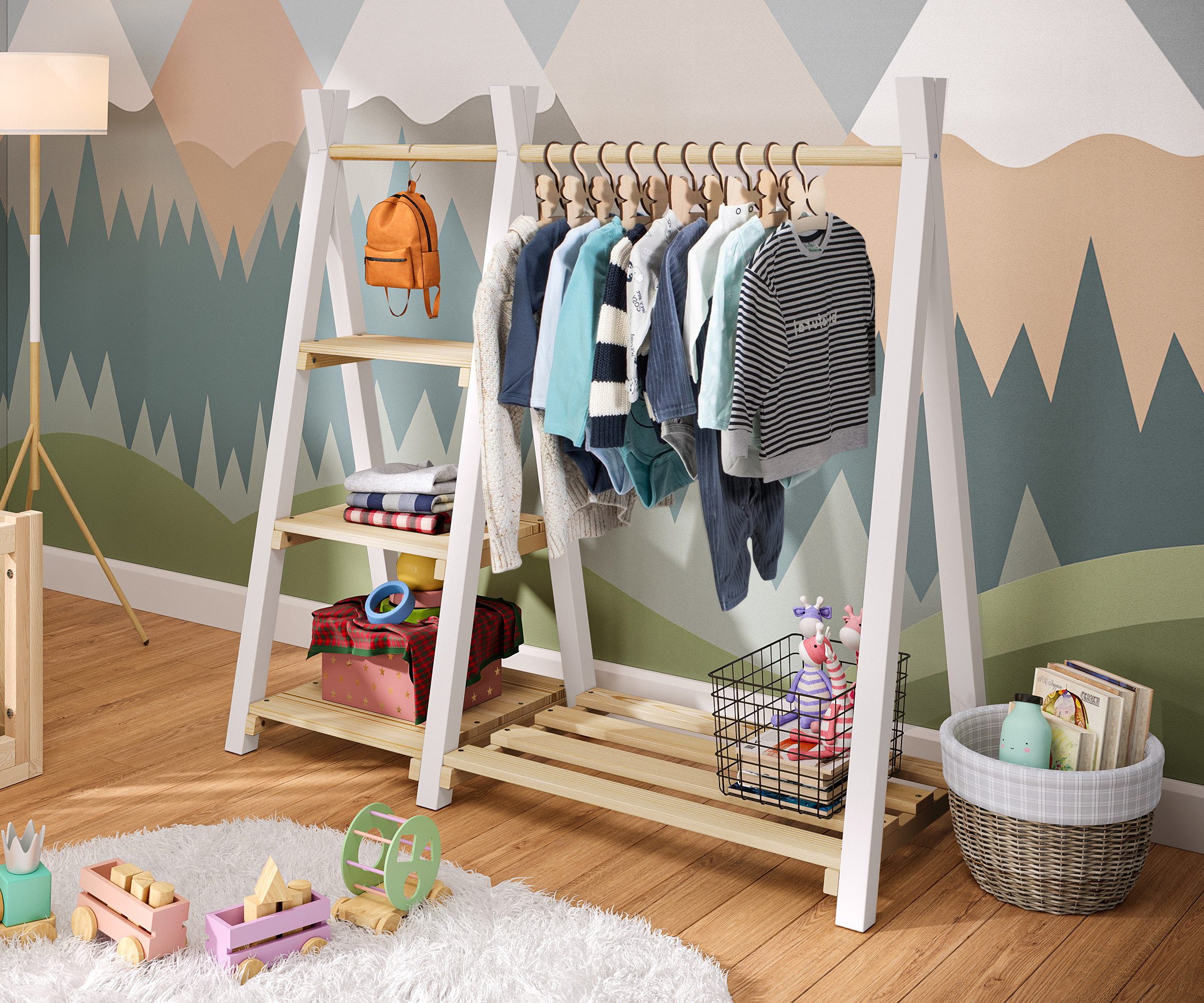 Bellabino Kleiderstange Ryck (Kindergarderobe inkl. 3 günstig online kaufen