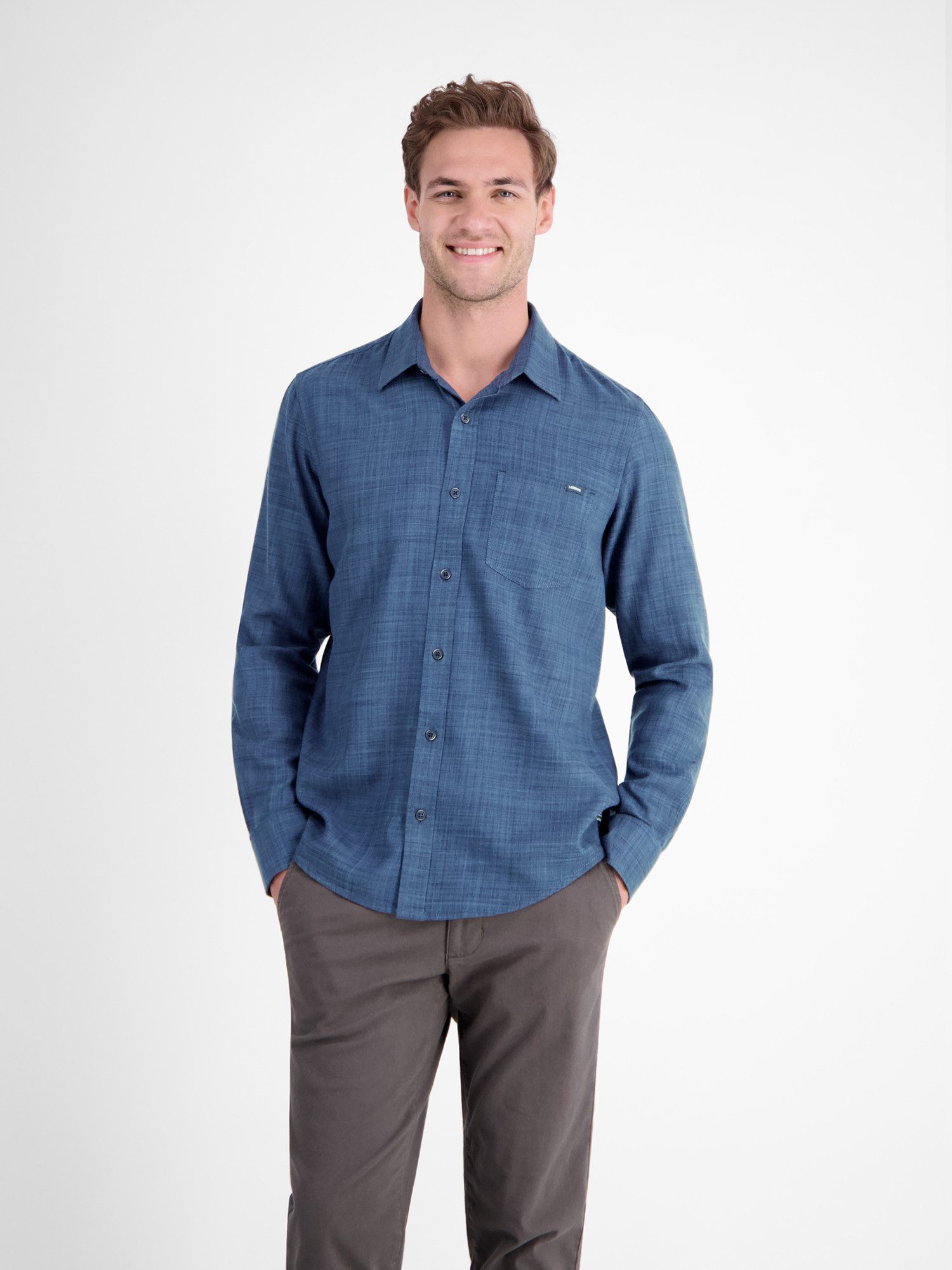 Langarmhemd Herrenhemd, Fancy-Twill