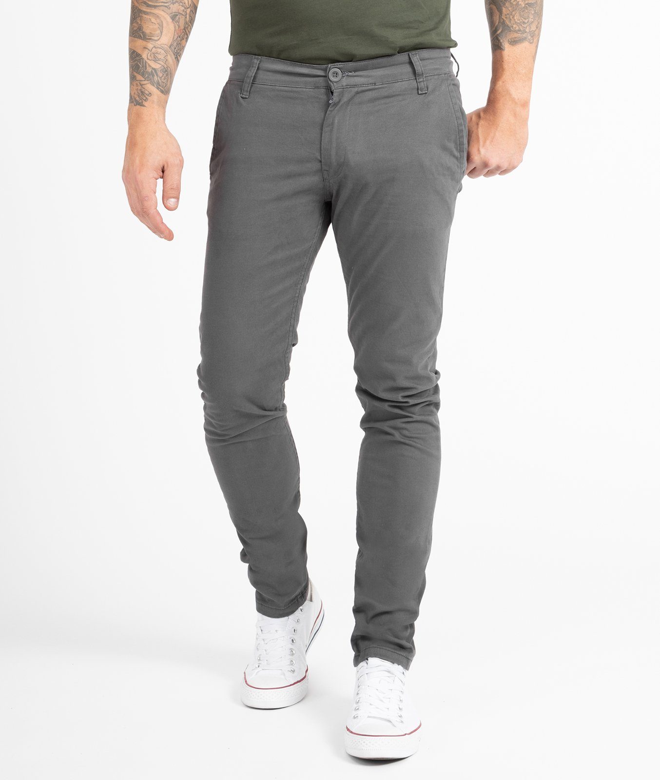 Indumentum Chinohose Herren Slim Fit Hose IS-305 Dunkelgrau