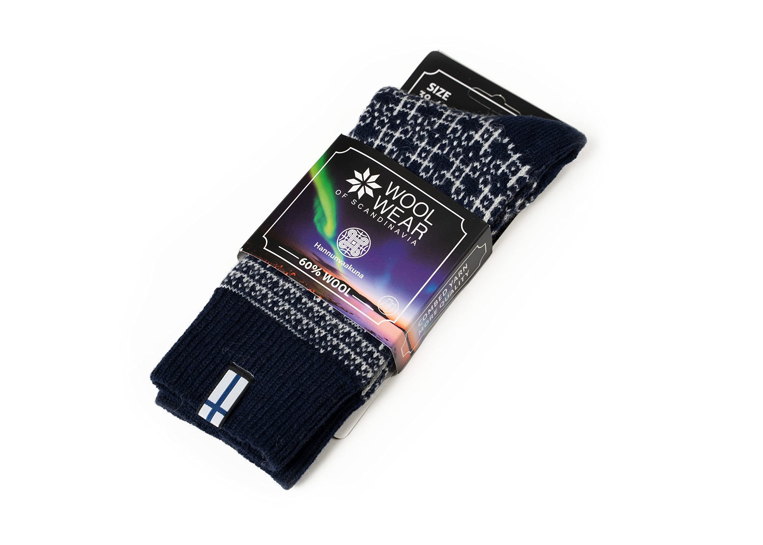 HomeOfSocks Socken 60% Wollsocken Finnland Flagge & Glückssymbol Hannunvaakuna Motiv, Finnland Flagge – Bild 2 von 5
