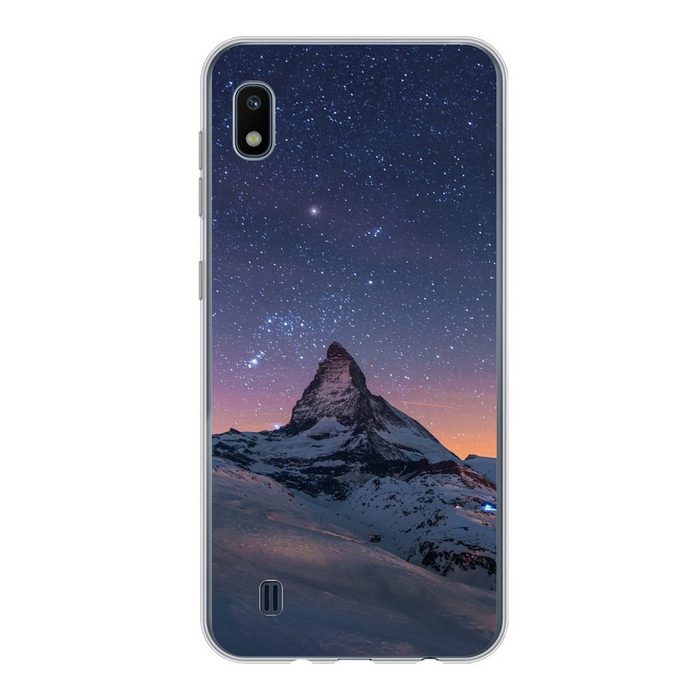 MuchoWow Handyhülle Alpen - Sternenhimmel - Schnee Handyhülle Samsung Galaxy A10 Smartphone-Bumper Print Handy