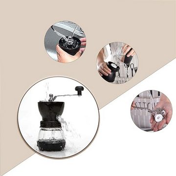 WISHDOR Kaffeemühle Kaffee Coffee Mühle Handkaffeemühle Hand Espressomühle manuell Tragbar, Kegelmahlwerk, 40,00 g Bohnenbehälter, Edelstahlgriff mit Präzise Mahlgradeinstellung Keramikmahlwerk