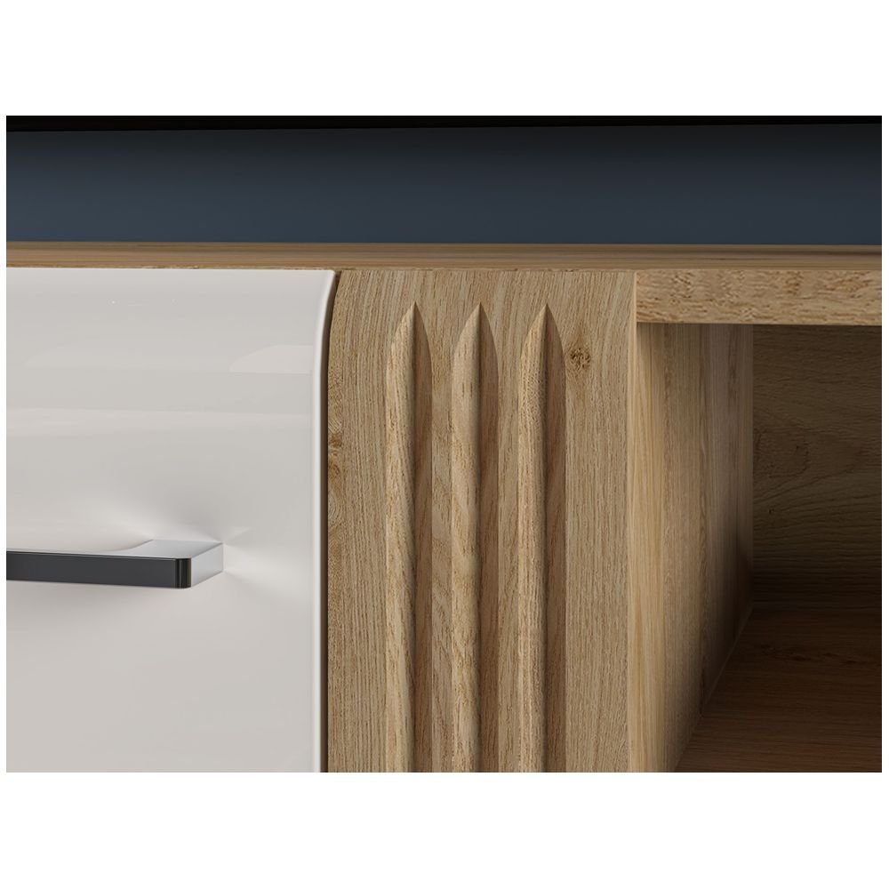 Lomadox Lowboard AKRON-131, Fernsehschrank in Eiche mit weiß Hochglanz, B/H günstig online kaufen