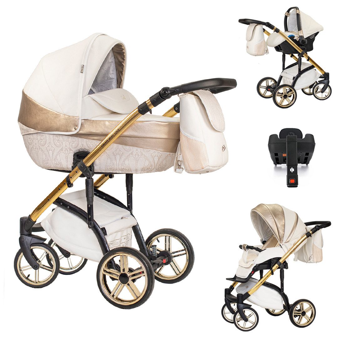 Kombi-Kinderwagen Vip Lux 5 in 1 inkl. Sportsitz, Autositz und Iso Base in 18 Farben