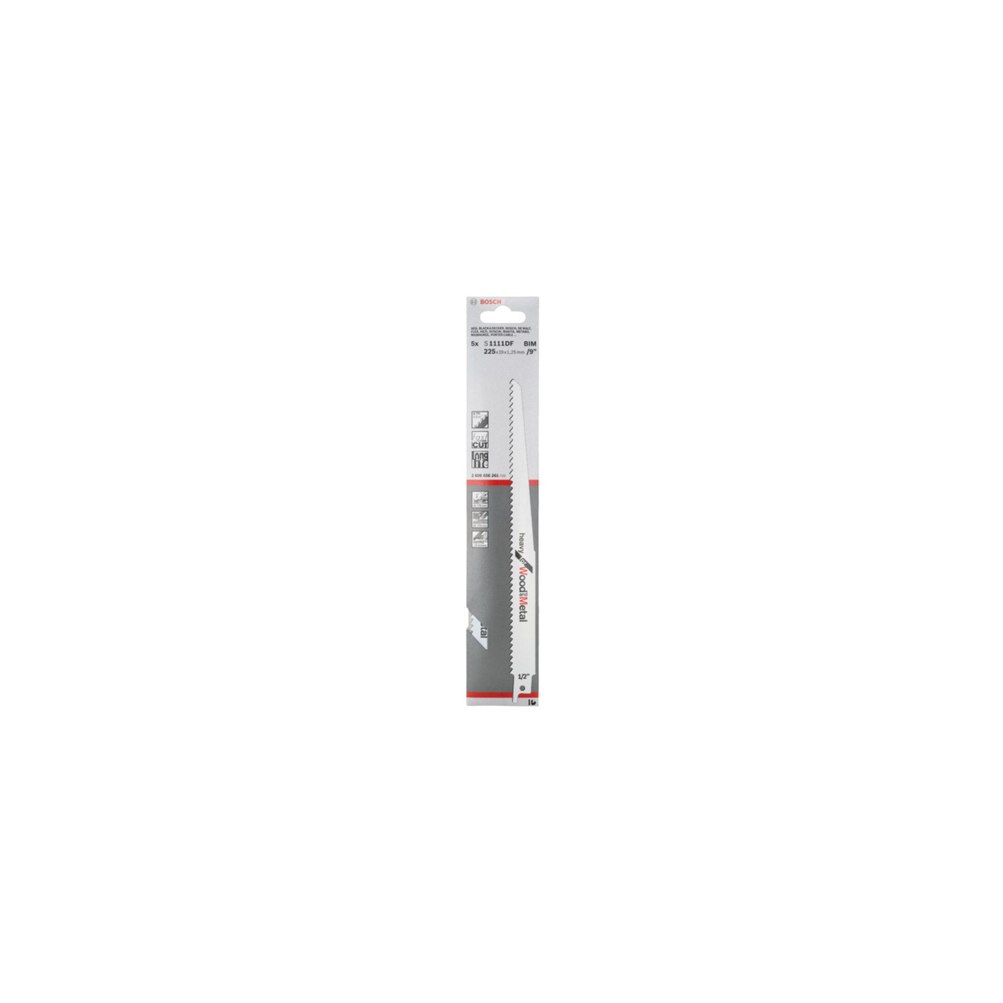 Bosch Professional Säbelsäge Bosch Säbelsägeblatt S 1111 DF, Heavy for Wood and Metal 5 Stk
