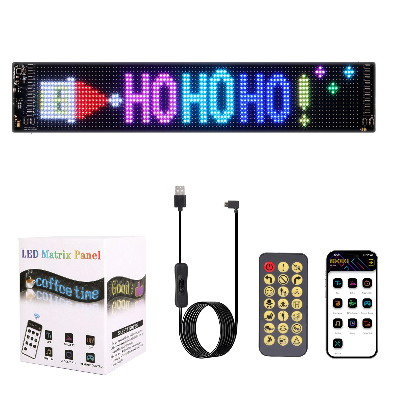 Oraymin LED Dekolicht RGB mit Bluetooth & App-Steuerung – Programmierbares Display, RGB, LED fest integriert, RGB, Helles, flexibles LED-Display mit USB-Stromversorgung, APP-Steuerung