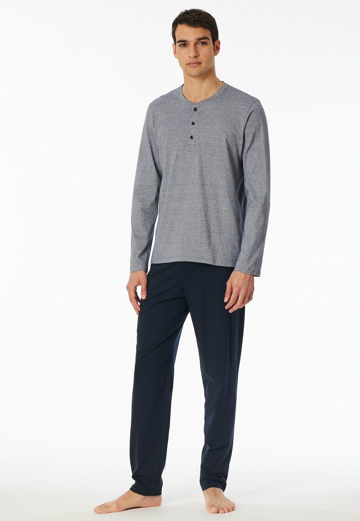 Schiesser Schlafanzug Casual Essentials (2 tlg) mit feinen, gestrickten Rin günstig online kaufen