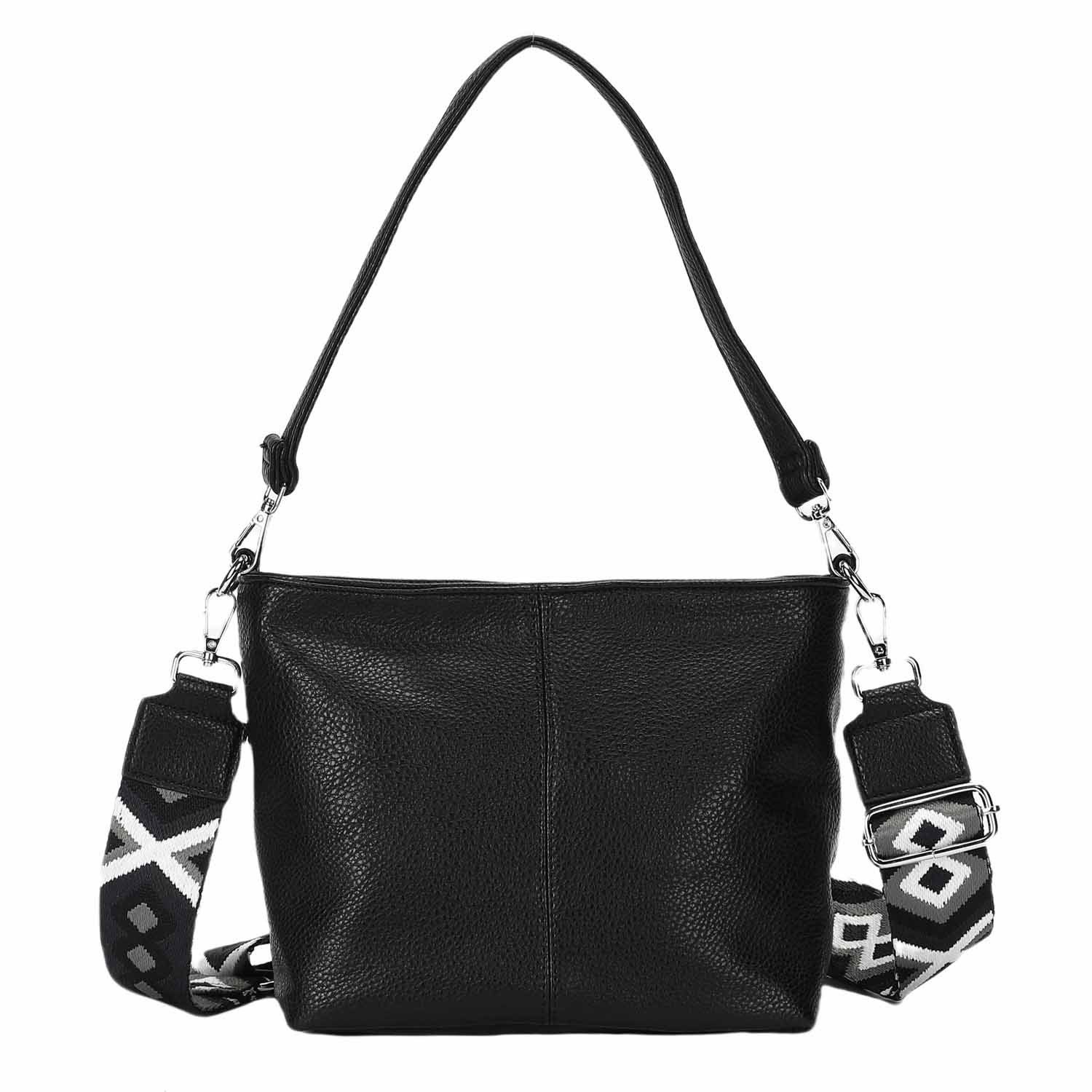ITALYSHOP24 Schultertasche DAMEN TASCHE SHOPPER Hobo Bag Reise Freizeit Urlaub Leder Optik leicht (Spar-Set: Tasche mit 2 Gürtel), Handtasche Crossbody Umhängetasche Beuteltasche Crossover BodyBag