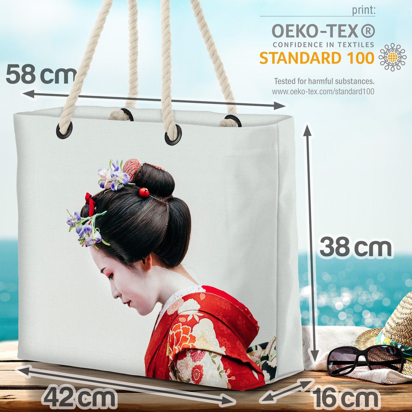 VOID Strandtasche (1-tlg), Geisha asiatisch Maiko Asien asien China attraktion Kultur attraktiv