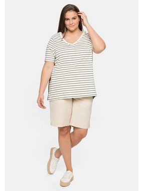 Sheego T-Shirt Große Größen mit V-Ausschnitt, aus weichem Jersey