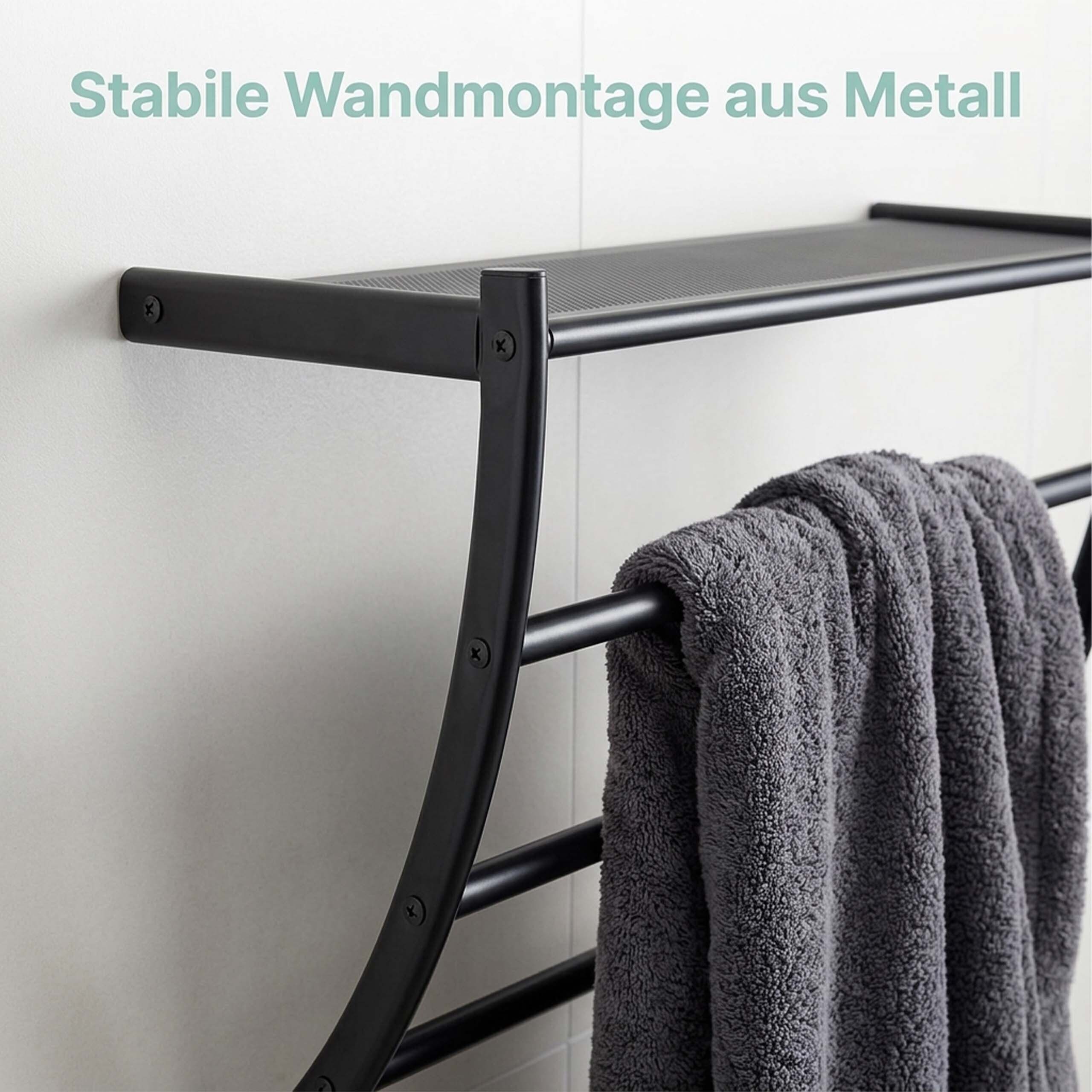relaxdays Handtuchhalter Schwarzer Handtuchhalter für die Wand – Bild 5 von 5