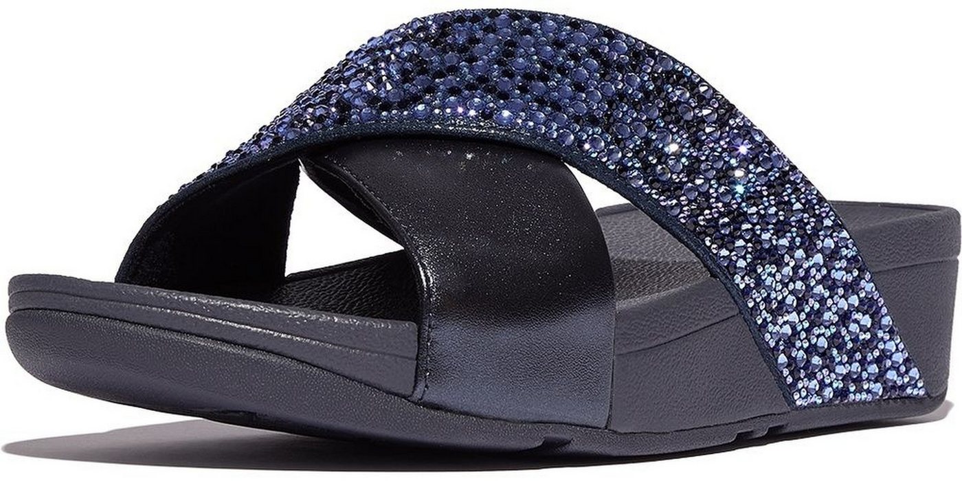 Fitflop Lulu Crystal-Mix Metallic Cross Slides Sandale