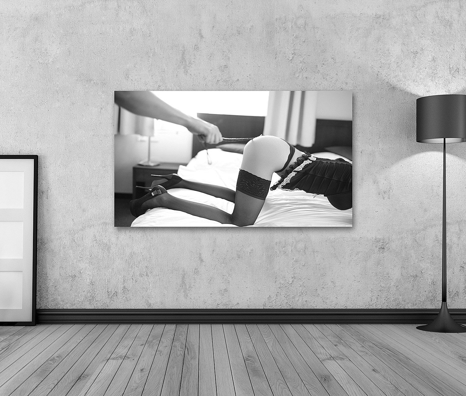 islandburner Leinwandbild BDSM Peitsche Schöner Hintern Bett Schlafzimmer