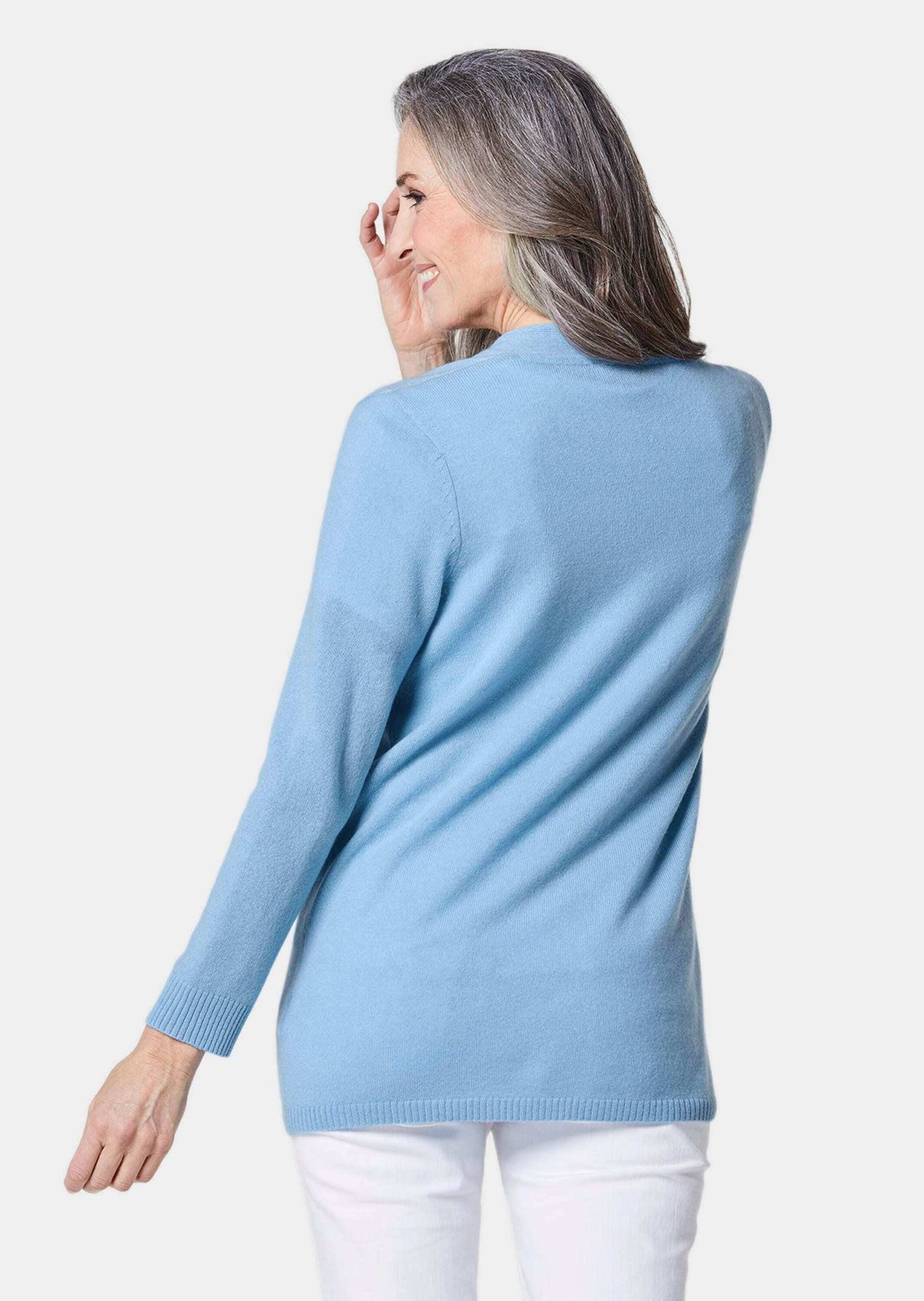 GOLDNER Strickjacke Langarm Feinstrick-Cardigan Damen Strickjacke aus reinem Kaschmir ohne Verschluss