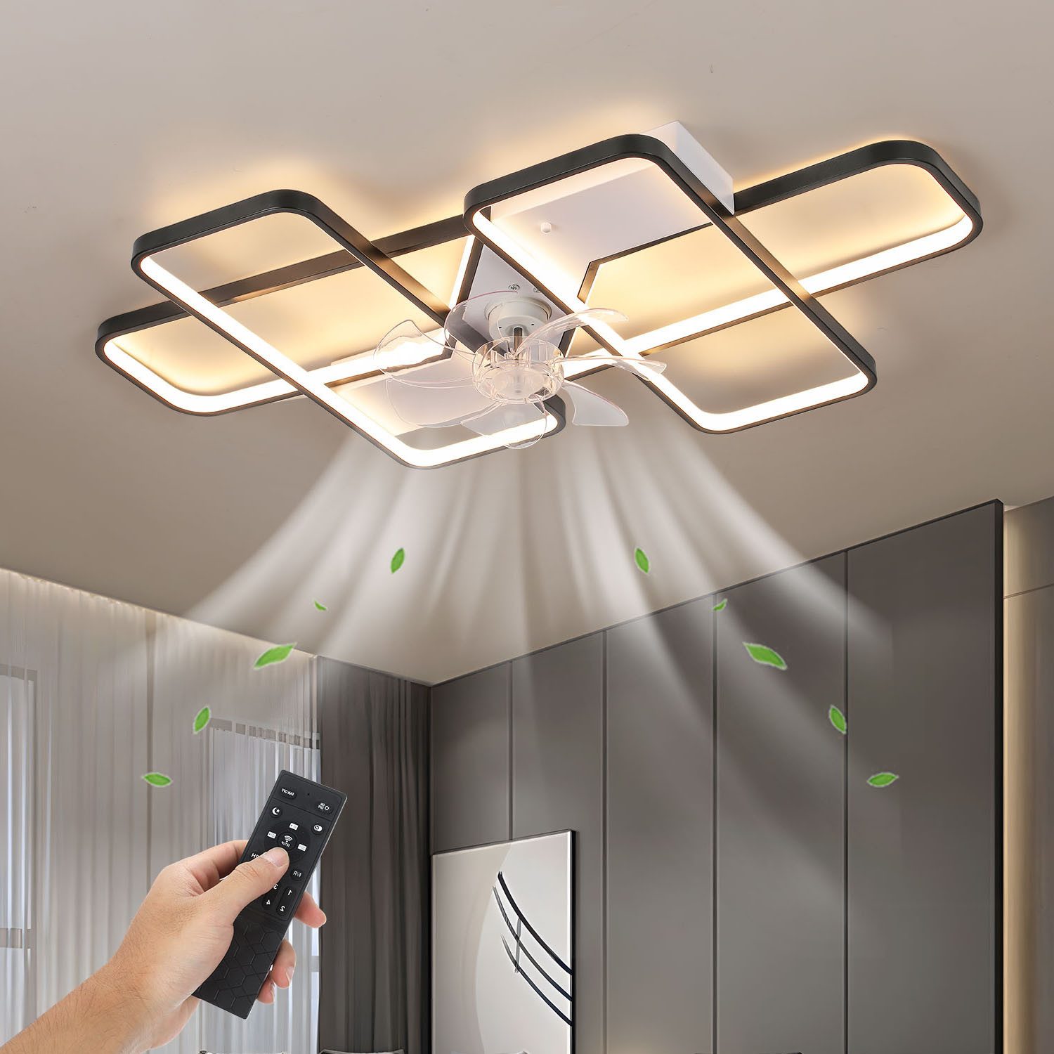 oyajia LED Deckenleuchte 63W Deckenleuchte Geometrieform, günstig online kaufen