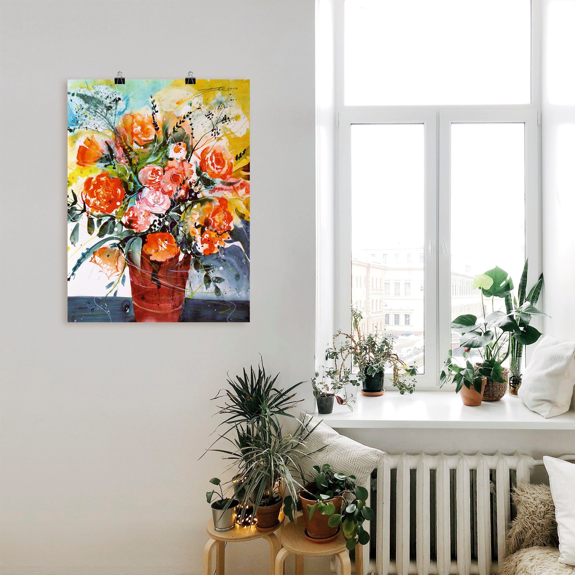 Artland Poster Rosen in brauner Vase, Blumen (1 St), ohne Rahmen
