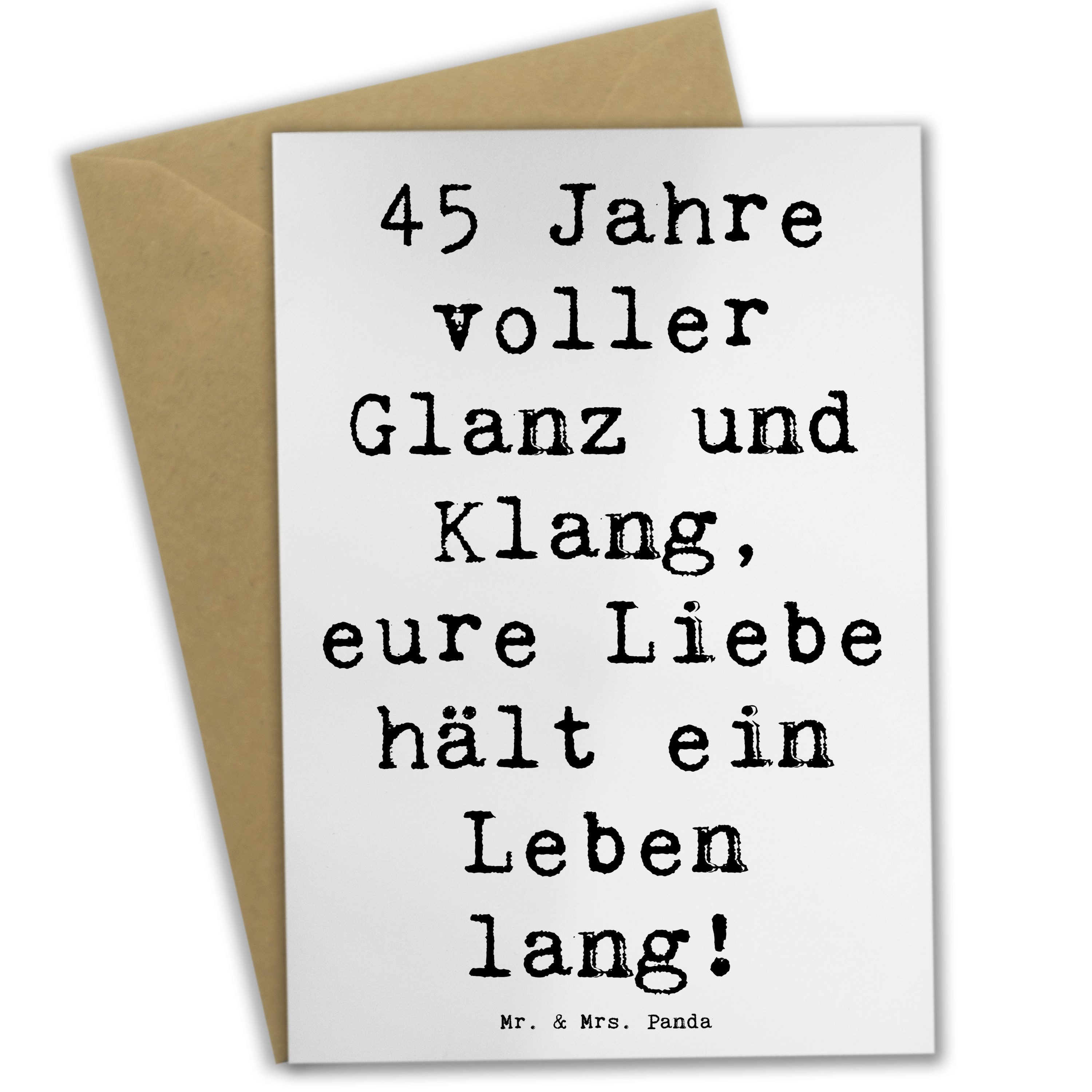 Mr. & Mrs. Panda Grußkarte 45. Hochzeitstag Messinghochzeit Weiß