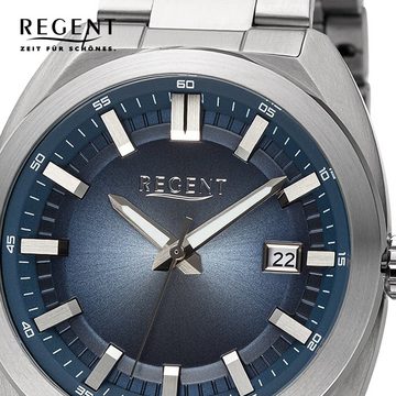 Regent Quarzuhr Regent Herren Armbanduhr Analog, Herren Armbanduhr rund, extra groß (ca. 41,5mm), Metallarmband