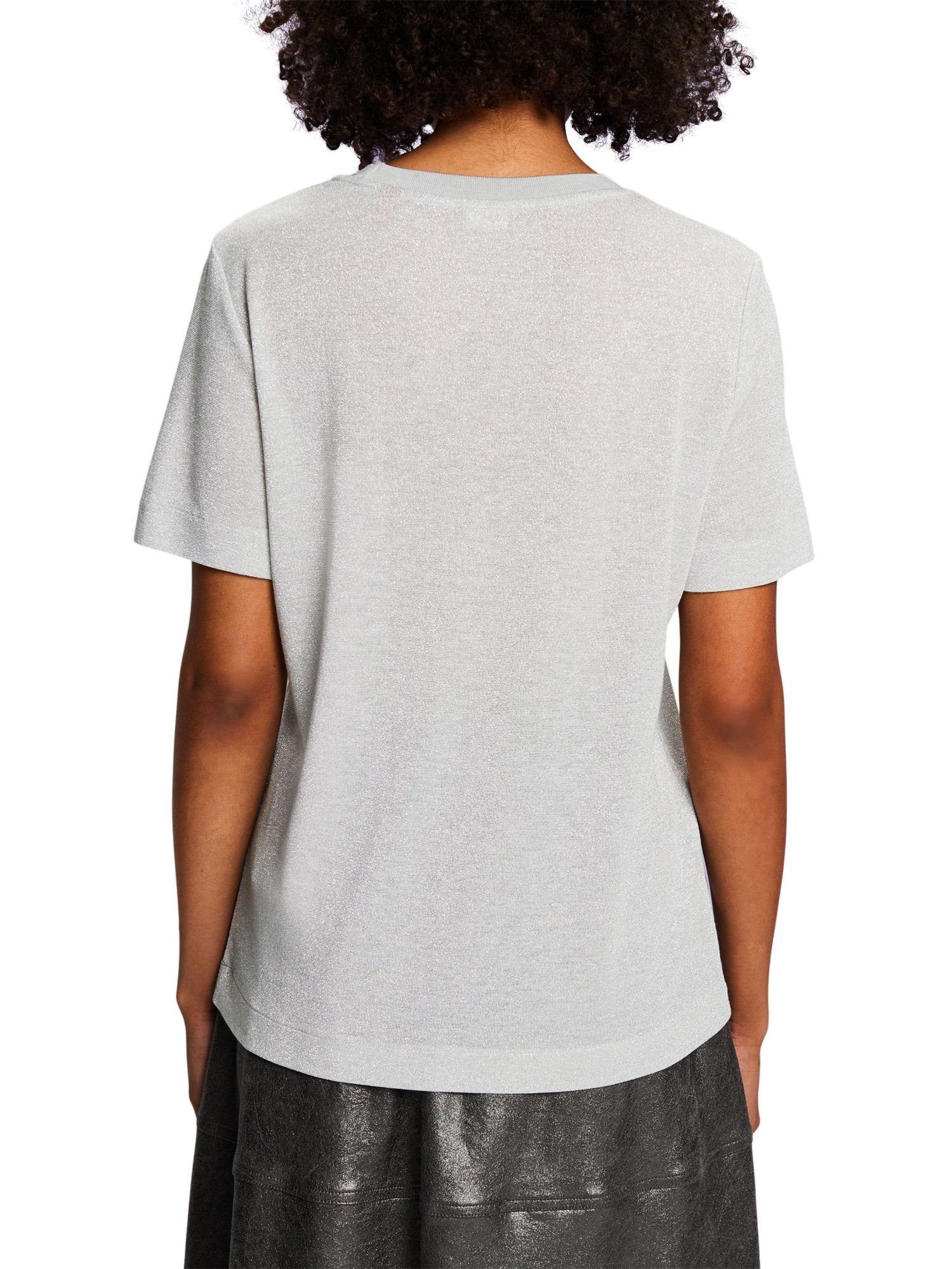 (1-tlg) im SILVER T-Shirt Glitzerlook T-Shirt Esprit